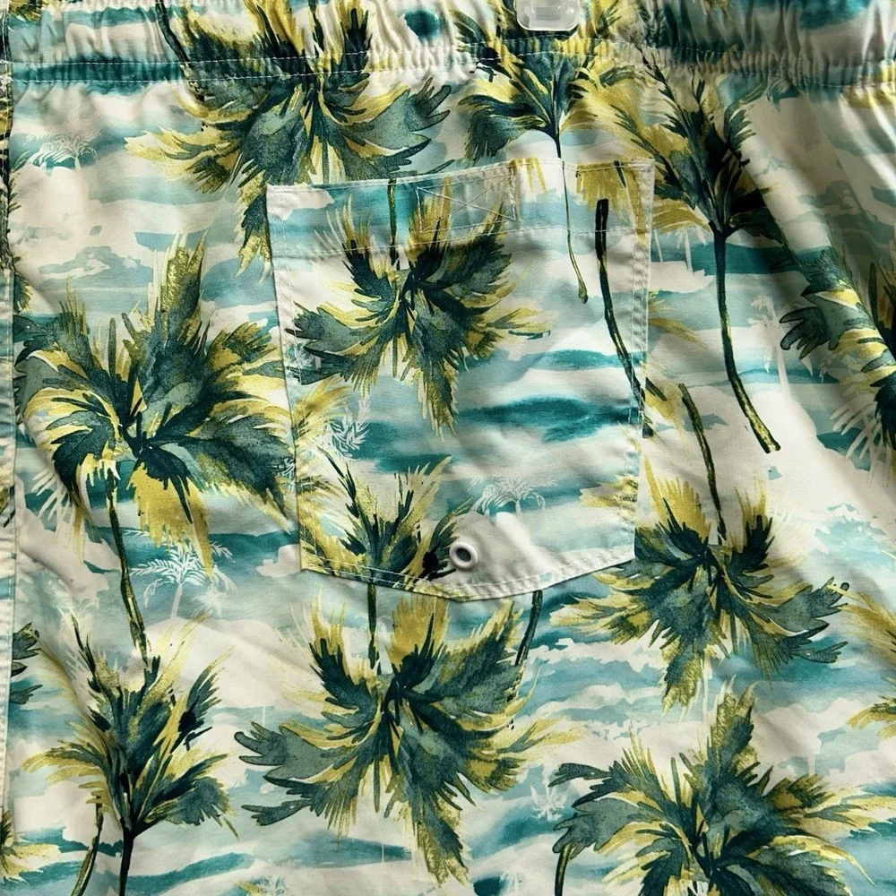 Old Navy Swim Trunks Board Shorts Green Palm Print Size 4XL